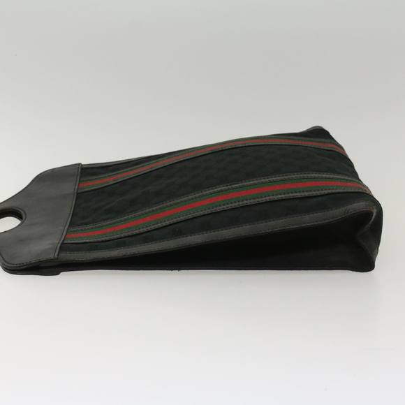GUCCI GG Canvas Web Sherry Line Hand Bag Black Red Green Auth ep1216 - Picture 4 of 16